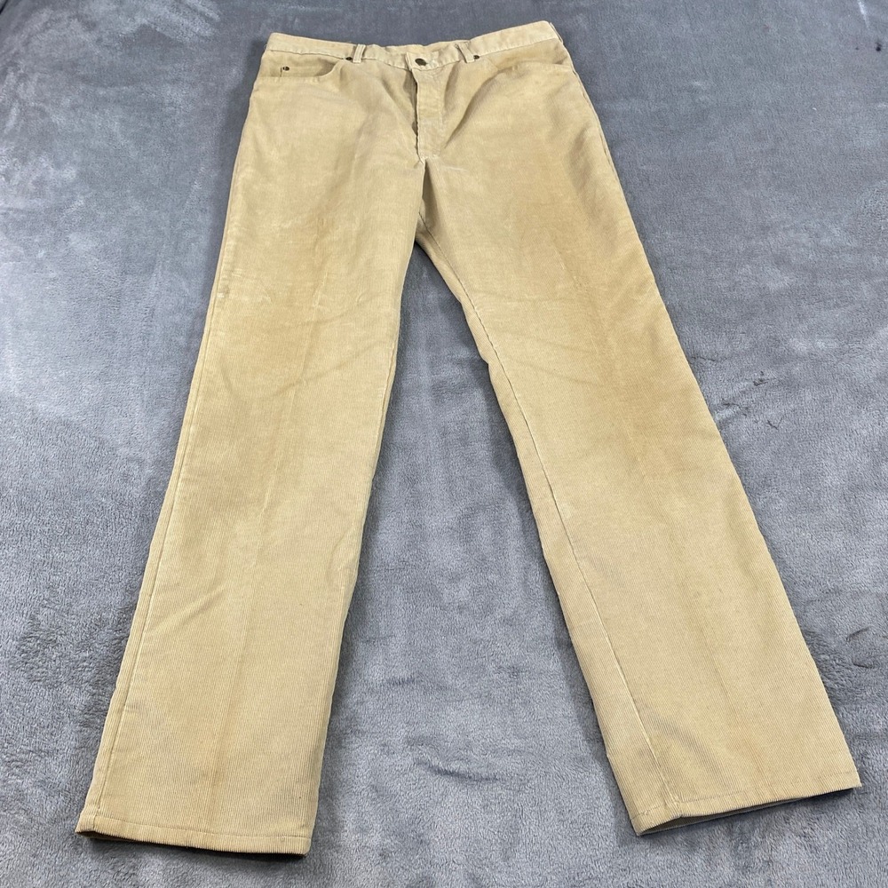 Vintage Lee Corduroy Pants Mens 38x34 36x34(Actual) Tan Straight Leg Outdoor USA